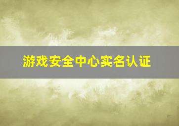 游戏安全中心实名认证